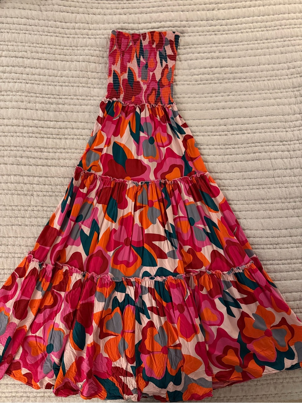 Abel the label strapless smocked tiered maxi dress